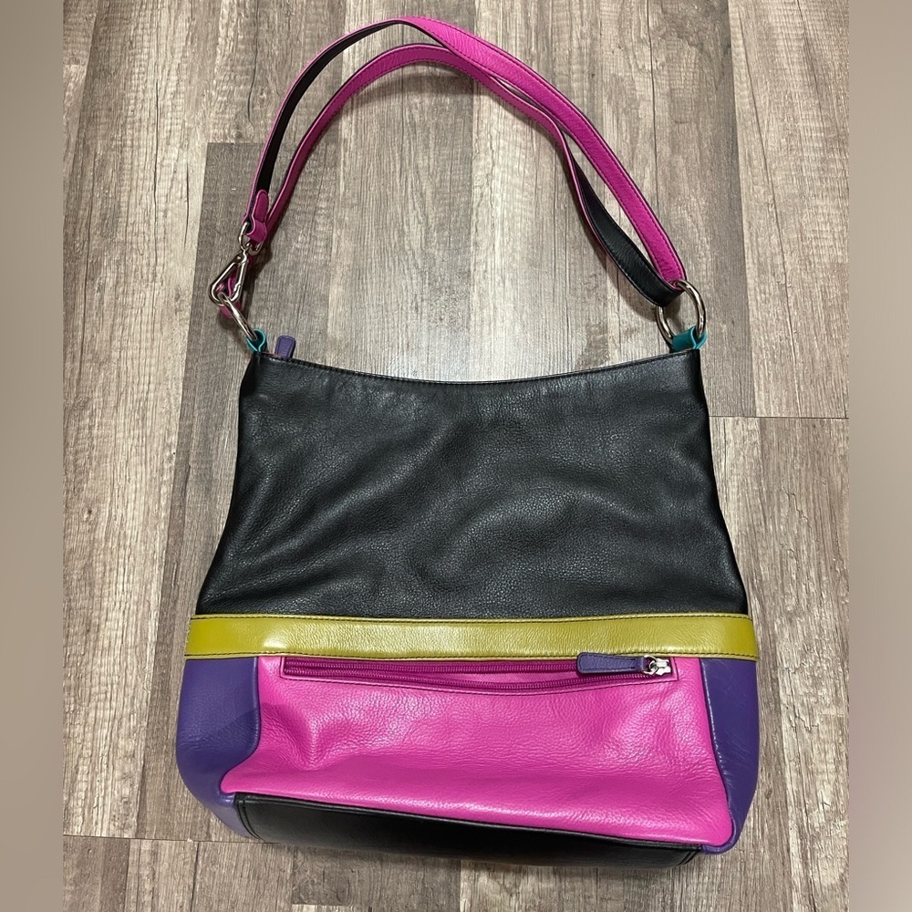 Ili New York Colorblock leather handbag convertible crossbody Y2K 90s designer